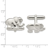 Sterling Silver CZ Elephant Cuff Links with Polished Finish for Men